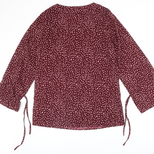 Kaleidoscope Womens Red Geometric Polyester Basic Blouse Size 12 Square Neck