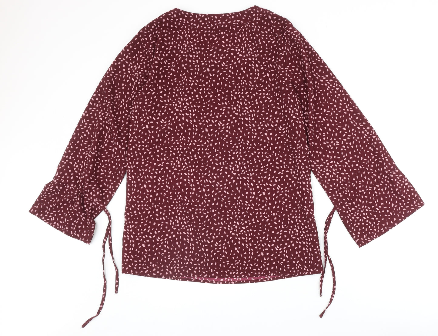Kaleidoscope Womens Red Geometric Polyester Basic Blouse Size 12 Square Neck