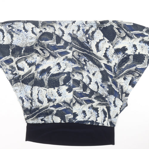 Forever Womens Blue Geometric Polyester Basic Blouse Size M Round Neck