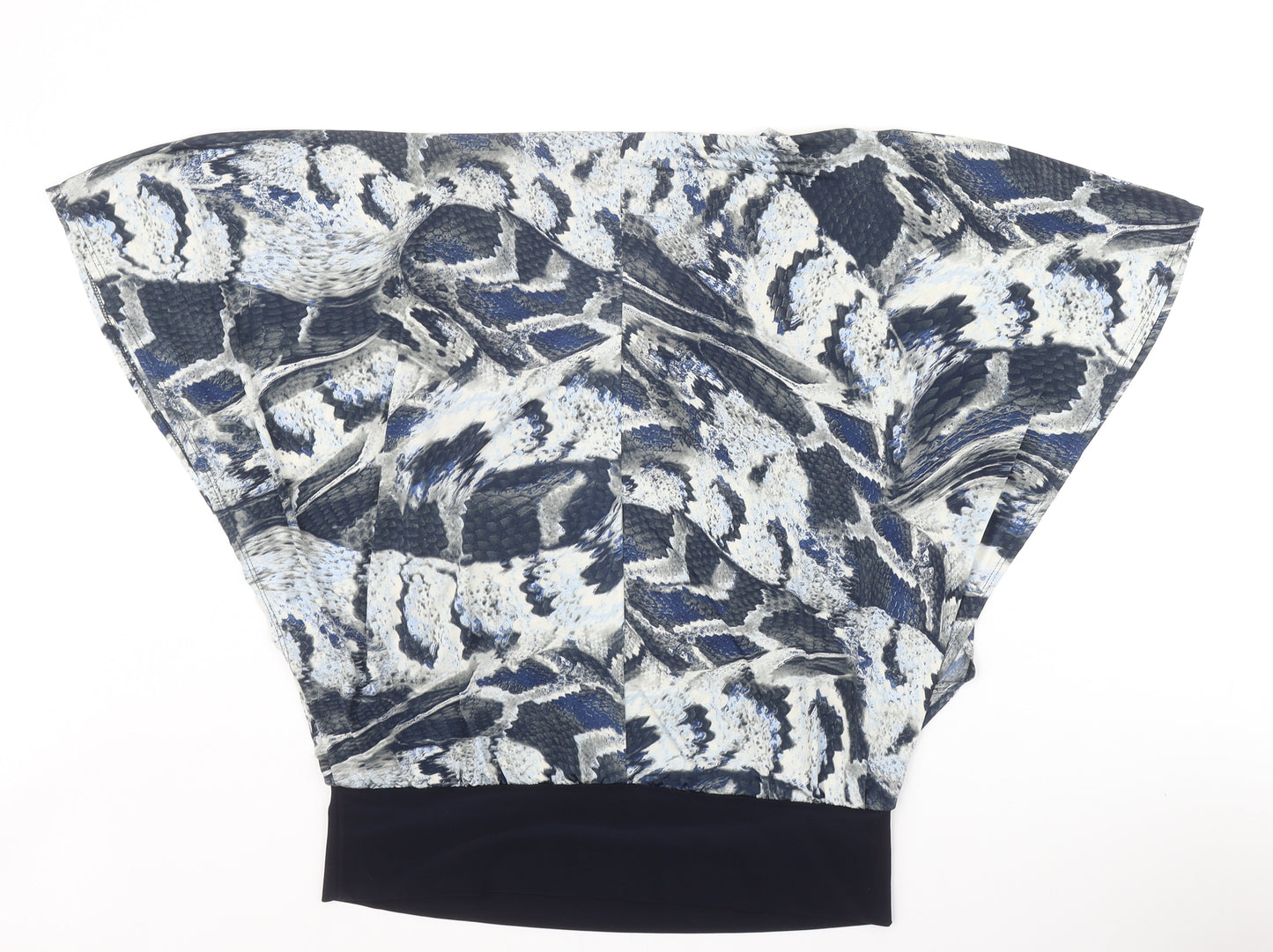 Forever Womens Blue Geometric Polyester Basic Blouse Size M Round Neck