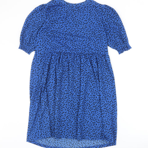 New Look Womens Blue Geometric Polyester A-Line Size 12 Round Neck Pullover