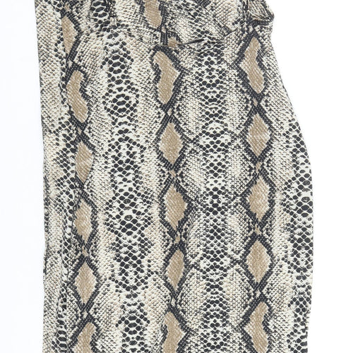 In the Style Womens Brown Animal Print Polyester Bodycon Size 10 Square Neck Pullover - Snake Skin Print