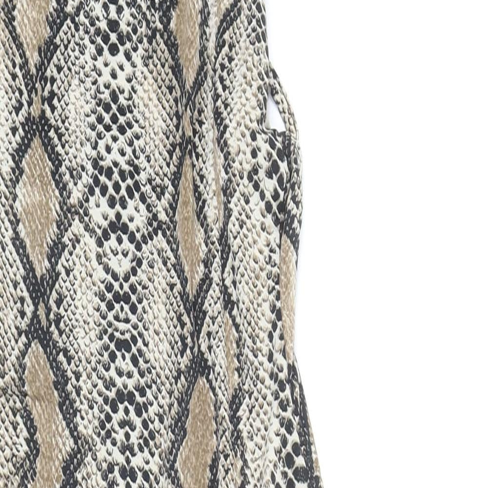 In the Style Womens Brown Animal Print Polyester Bodycon Size 10 Square Neck Pullover - Snake Skin Print
