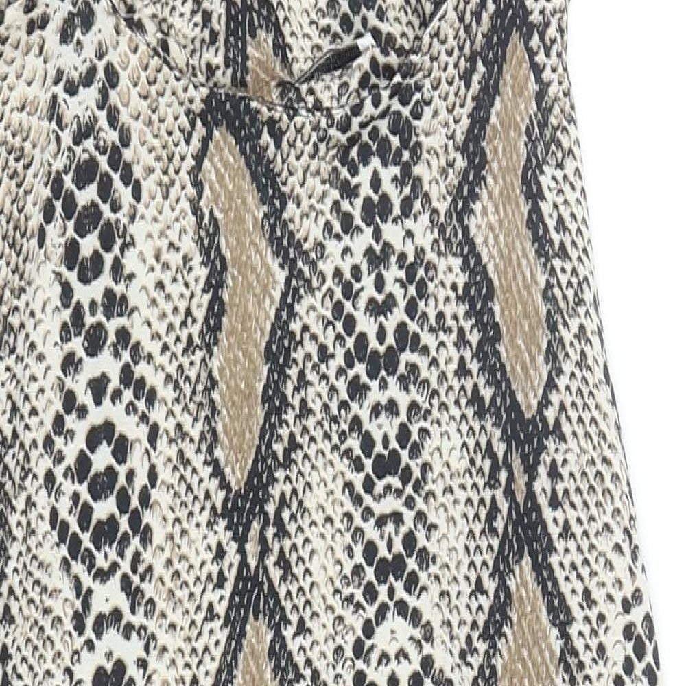 In the Style Womens Brown Animal Print Polyester Bodycon Size 10 Square Neck Pullover - Snake Skin Print