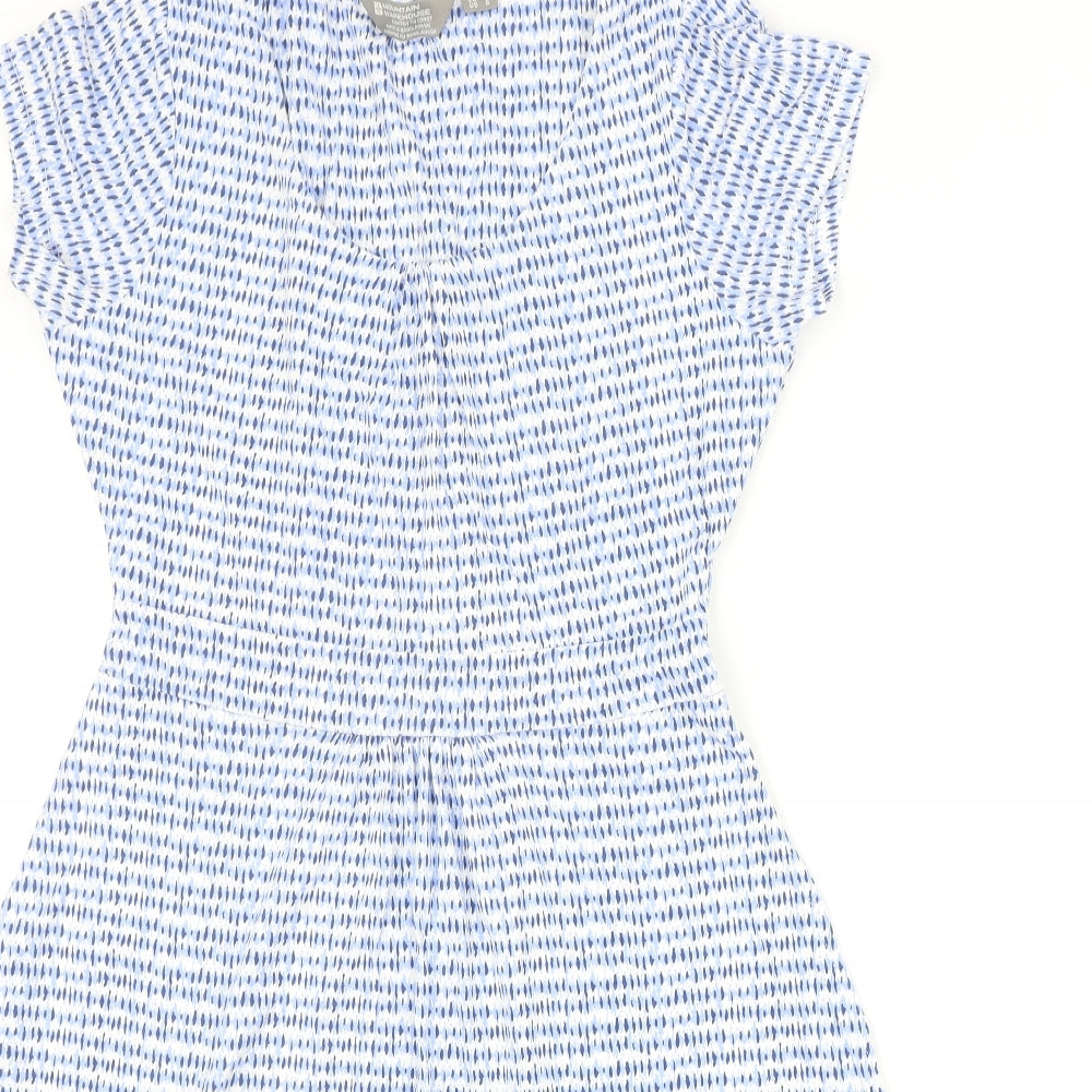 Mountain Warehouse Womens Blue Geometric Cotton A-Line Size 10 Scoop Neck Pullover