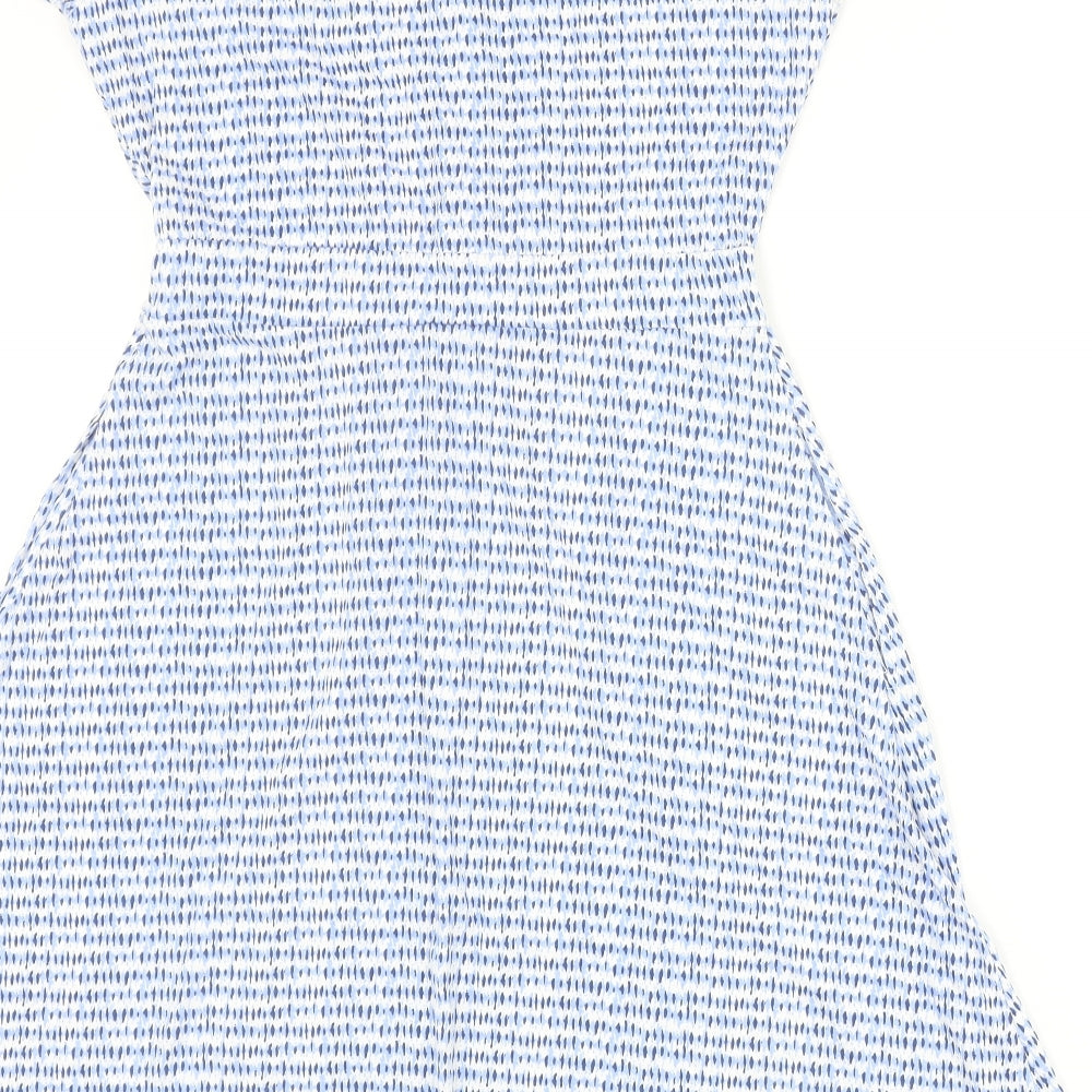 Mountain Warehouse Womens Blue Geometric Cotton A-Line Size 10 Scoop Neck Pullover
