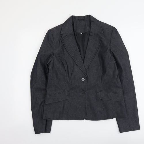 Preworn Womens Grey Cotton Jacket Blazer Size 14