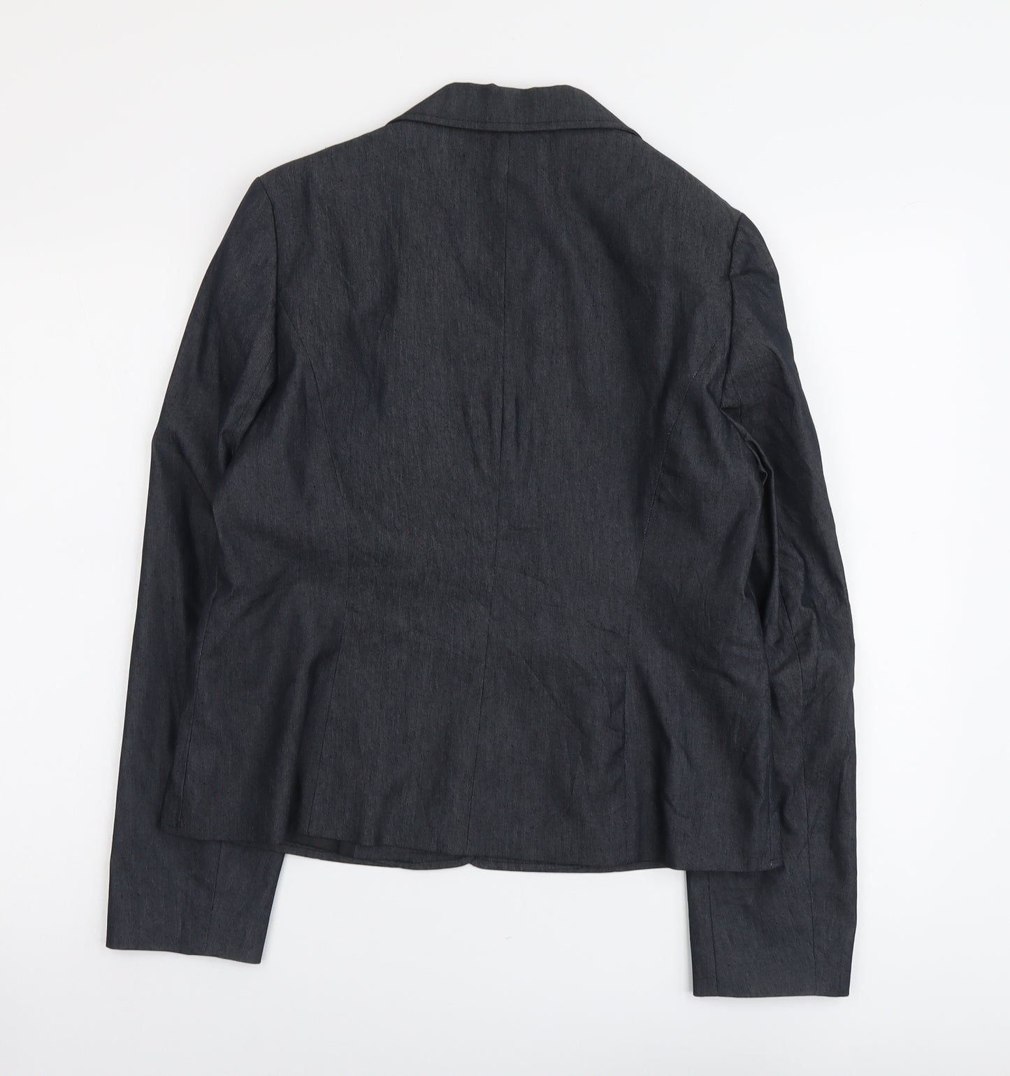 Preworn Womens Grey Cotton Jacket Blazer Size 14