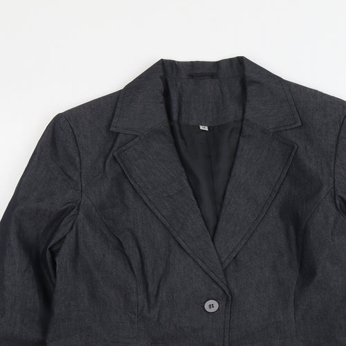Preworn Womens Grey Cotton Jacket Blazer Size 14