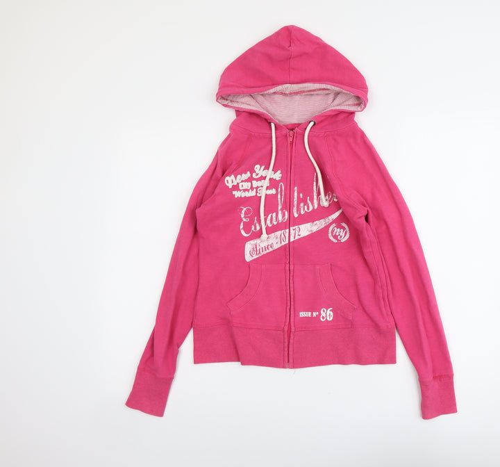 Peacocks Womens Pink Cotton Full Zip Hoodie Size 10 Zip