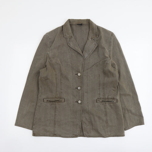 Pola Womens Brown Jacket Blazer Size 14 Button