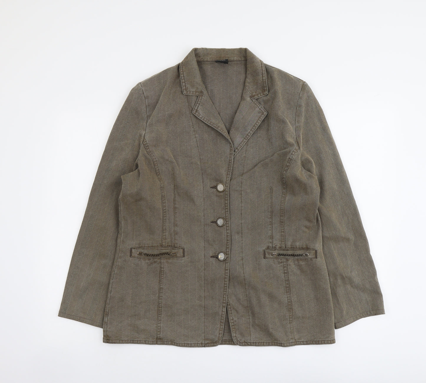Pola Womens Brown Jacket Blazer Size 14 Button