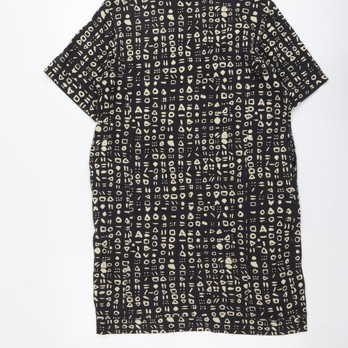 Monki Womens Black Geometric Cotton Shift Size S Round Neck Pullover