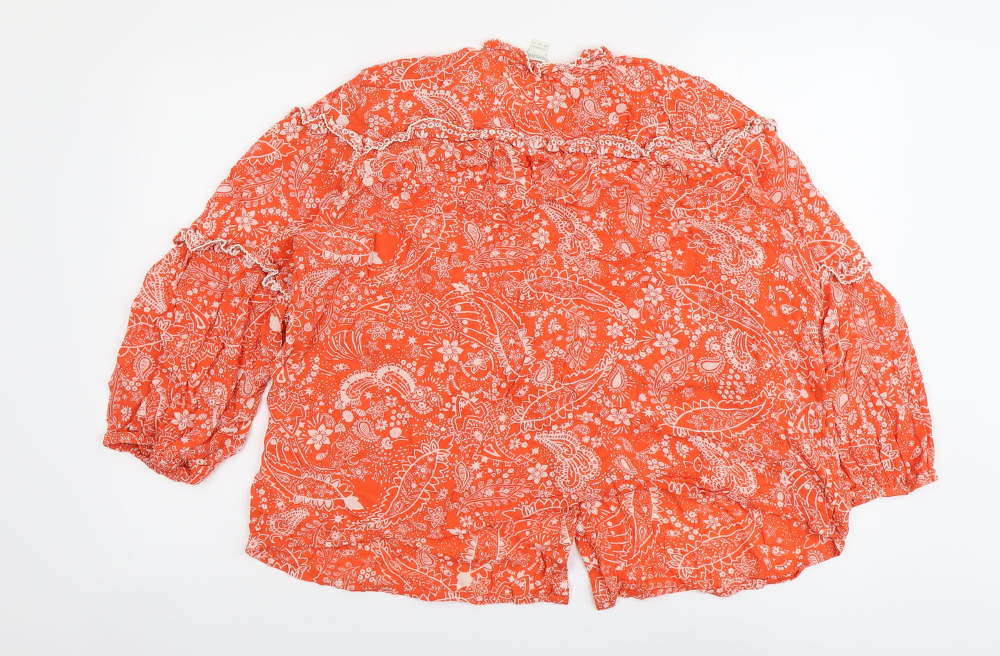 Monsoon Womens Orange Geometric Viscose Basic Blouse Size 20 Round Neck