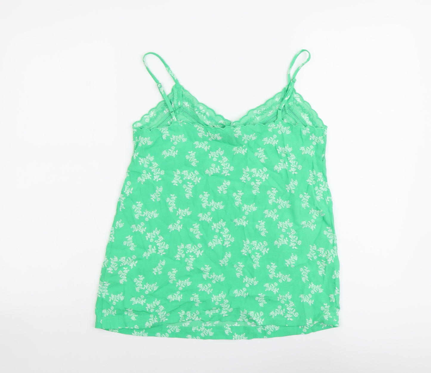Marks and Spencer Womens Green Floral Viscose Camisole Tank Size 8 V-Neck