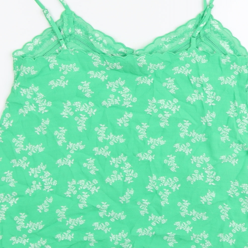 Marks and Spencer Womens Green Floral Viscose Camisole Tank Size 8 V-Neck