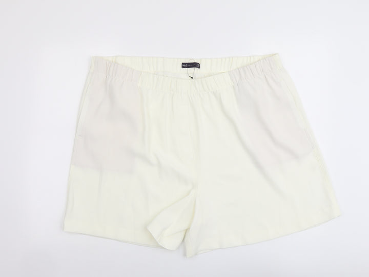 Marks and Spencer Womens Ivory Polyester Basic Shorts Size 24 L5 in Regular Pull On