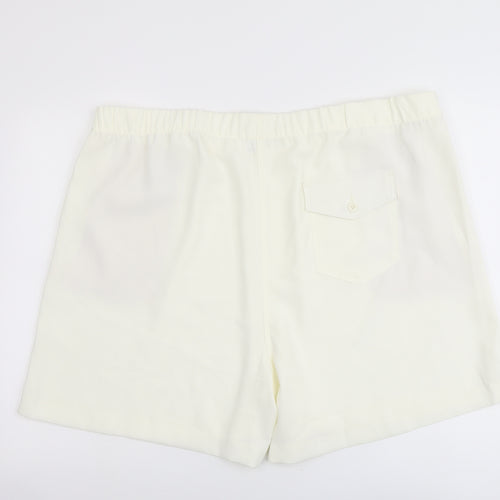 Marks and Spencer Womens Ivory Polyester Basic Shorts Size 24 L5 in Regular Pull On