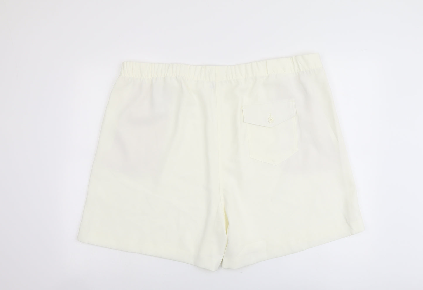 Marks and Spencer Womens Ivory Polyester Basic Shorts Size 24 L5 in Regular Pull On