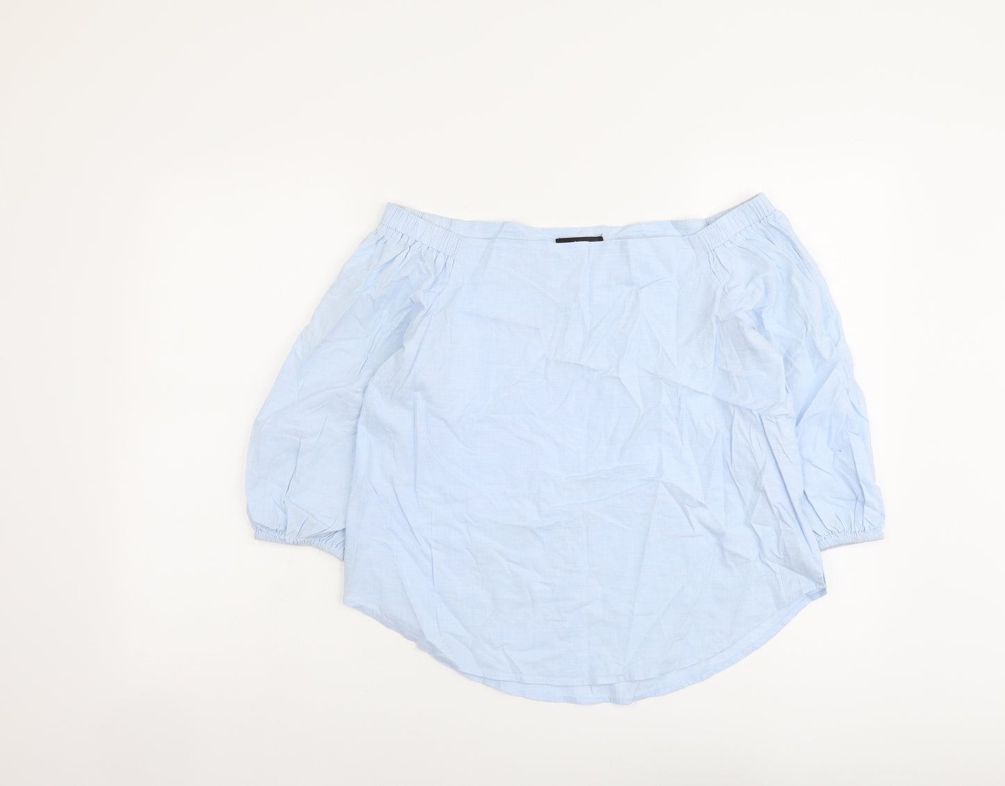 New Look Womens Blue Cotton Basic Blouse Size 10 Off the Shoulder