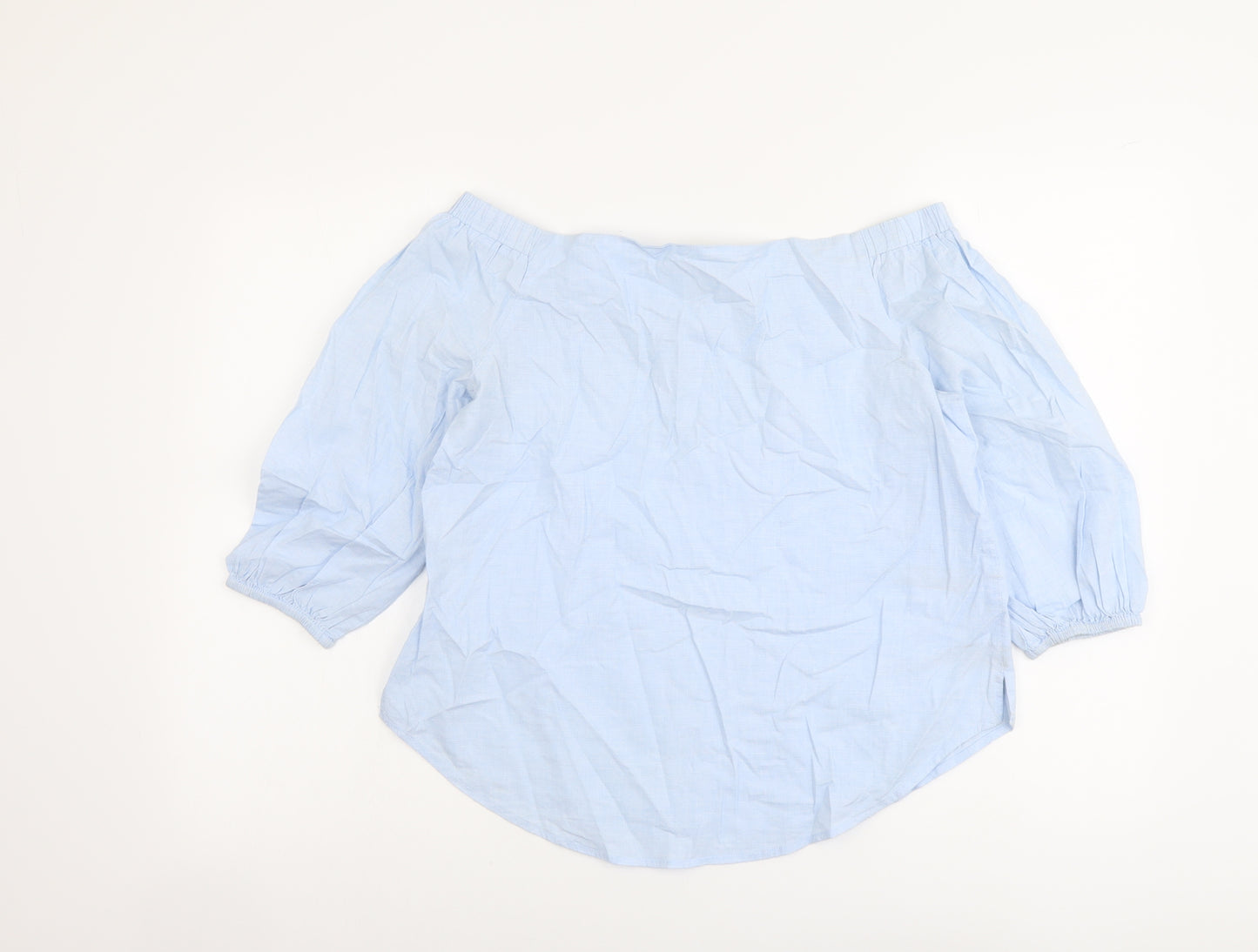New Look Womens Blue Cotton Basic Blouse Size 10 Off the Shoulder