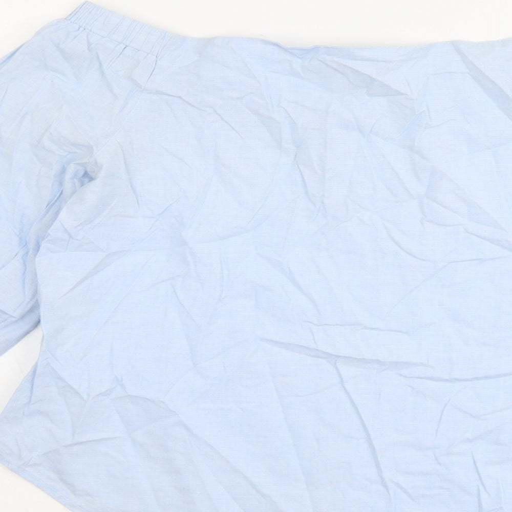 New Look Womens Blue Cotton Basic Blouse Size 10 Off the Shoulder