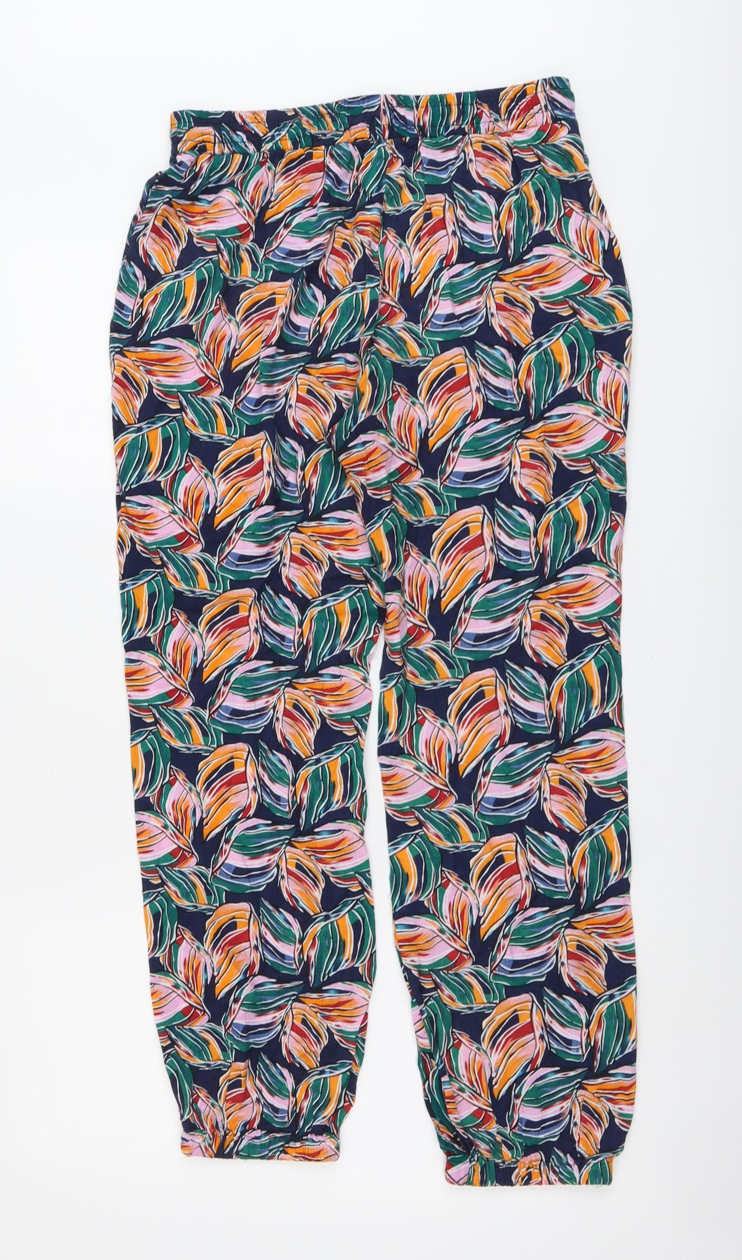 QED London Womens Multicoloured Floral Viscose Trousers Size M L27 in Regular Drawstring