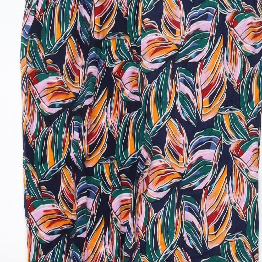 QED London Womens Multicoloured Floral Viscose Trousers Size M L27 in Regular Drawstring