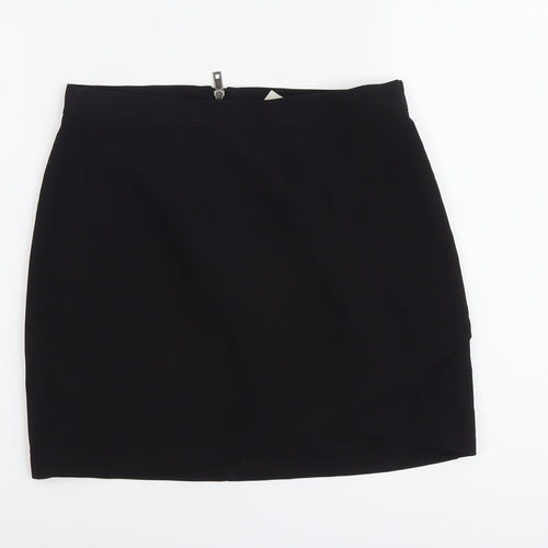 Preworn Womens Black Polyester A-Line Skirt Size L Zip