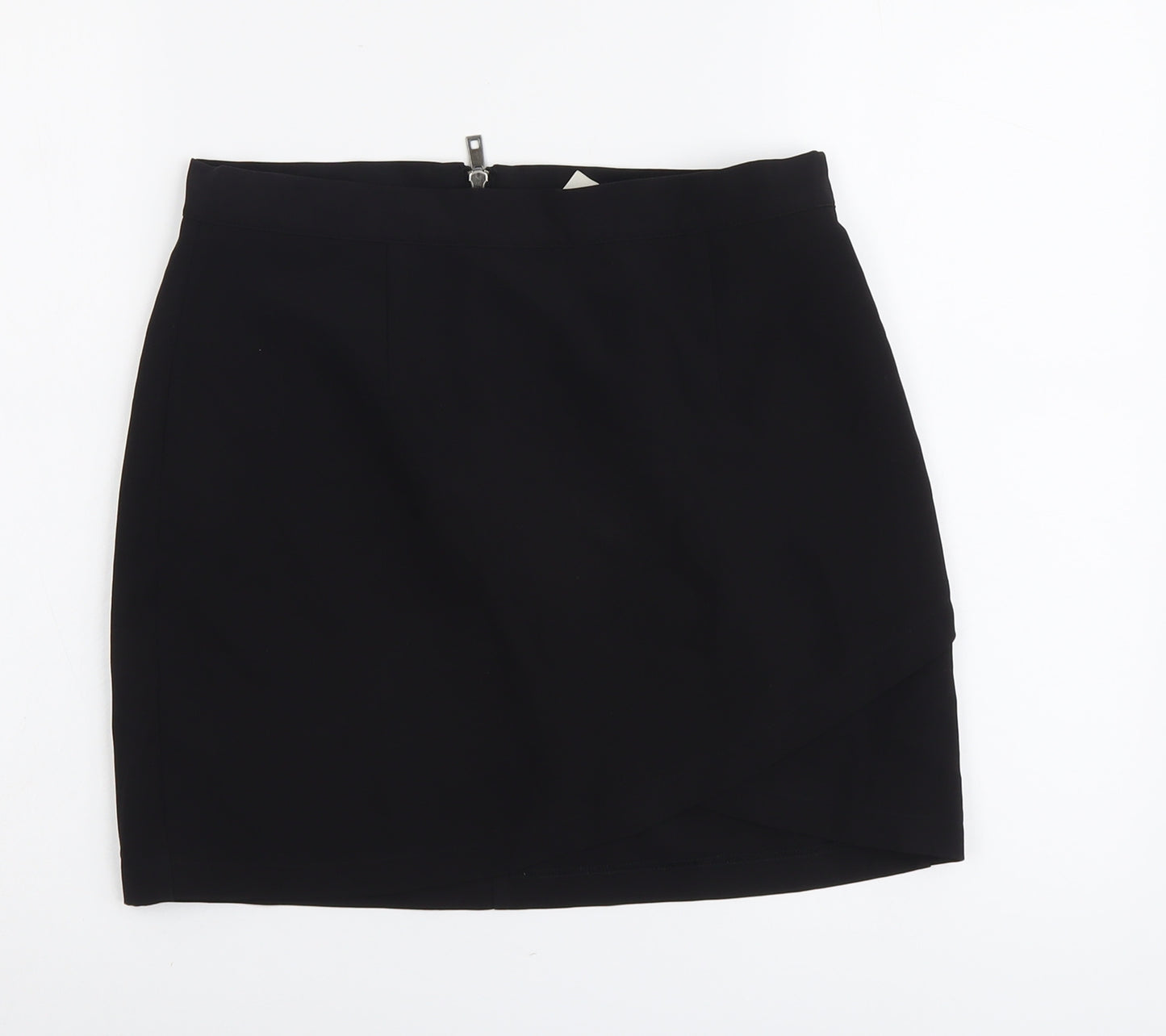 Preworn Womens Black Polyester A-Line Skirt Size L Zip