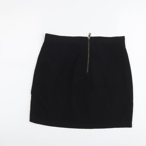 Preworn Womens Black Polyester A-Line Skirt Size L Zip