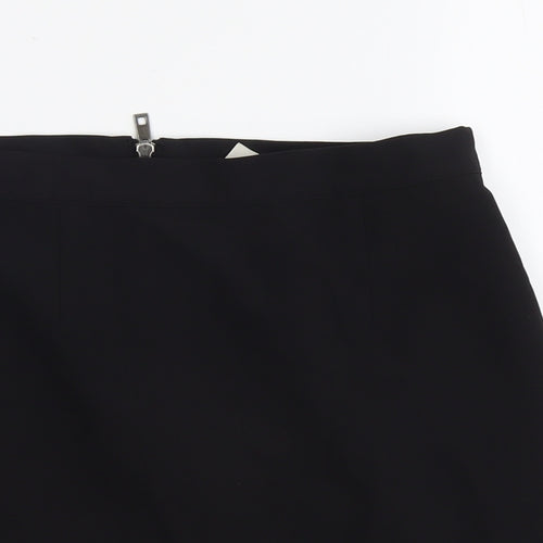 Preworn Womens Black Polyester A-Line Skirt Size L Zip
