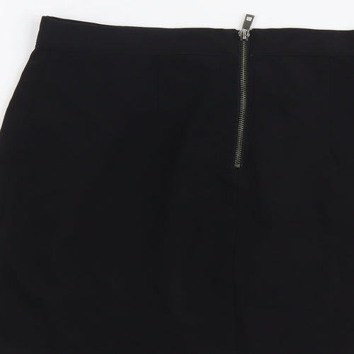 Preworn Womens Black Polyester A-Line Skirt Size L Zip