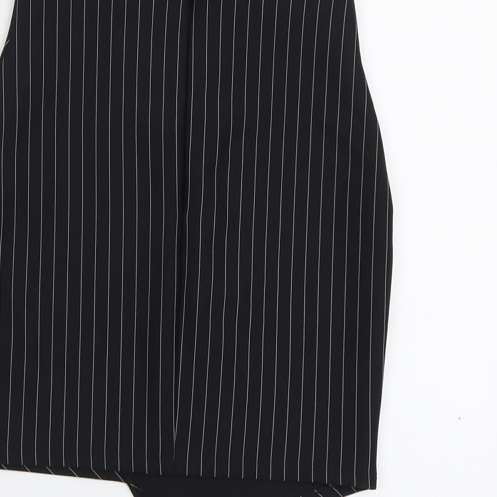 Miss Selfridge Womens Black Striped Polyester A-Line Skirt Size 8 Zip