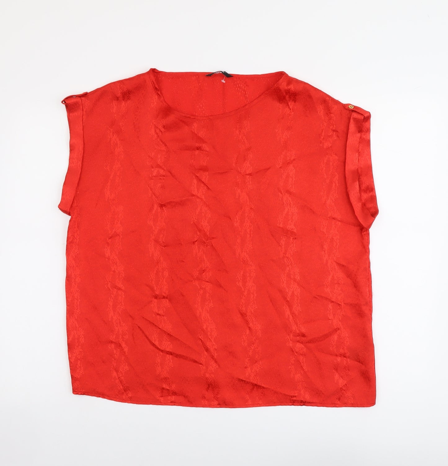 George Womens Red Polyester Basic Blouse Size 16 Round Neck