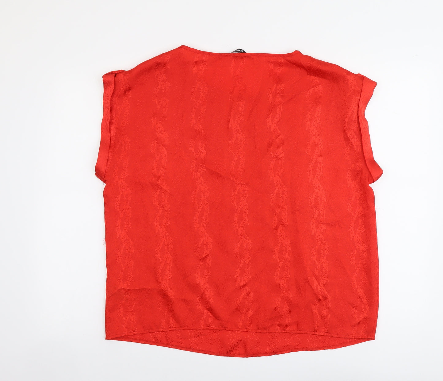 George Womens Red Polyester Basic Blouse Size 16 Round Neck