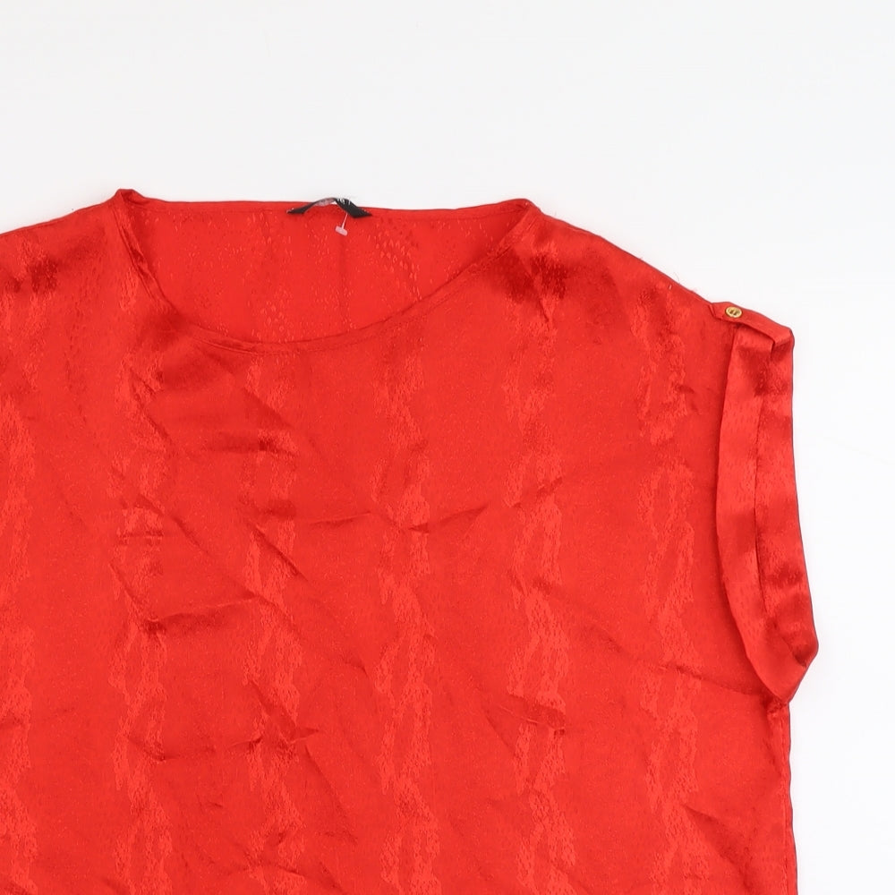George Womens Red Polyester Basic Blouse Size 16 Round Neck