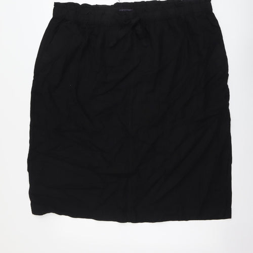 Marks and Spencer Womens Black Linen A-Line Skirt Size 24 Drawstring