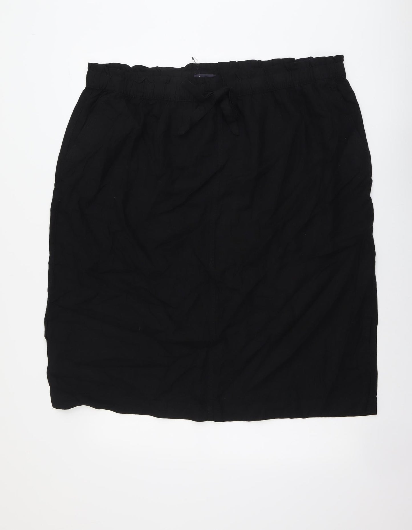 Marks and Spencer Womens Black Linen A-Line Skirt Size 24 Drawstring