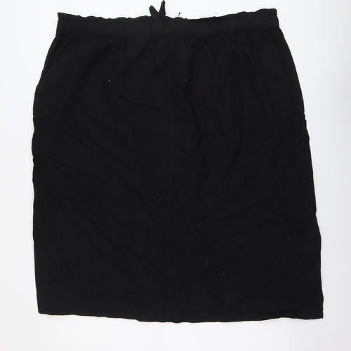Marks and Spencer Womens Black Linen A-Line Skirt Size 24 Drawstring