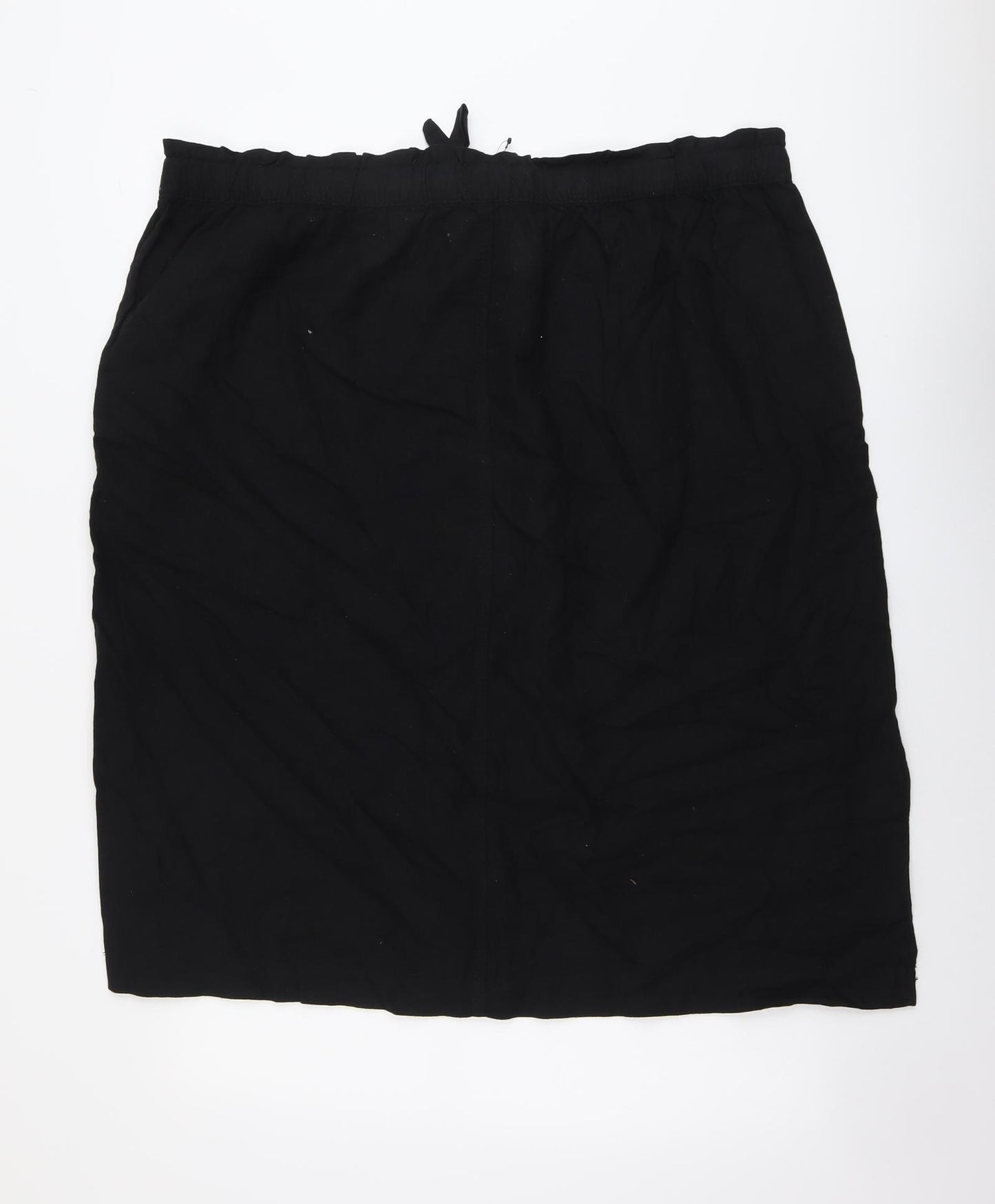 Marks and Spencer Womens Black Linen A-Line Skirt Size 24 Drawstring