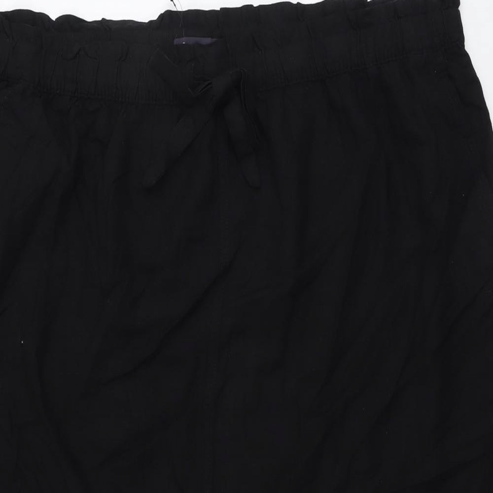 Marks and Spencer Womens Black Linen A-Line Skirt Size 24 Drawstring
