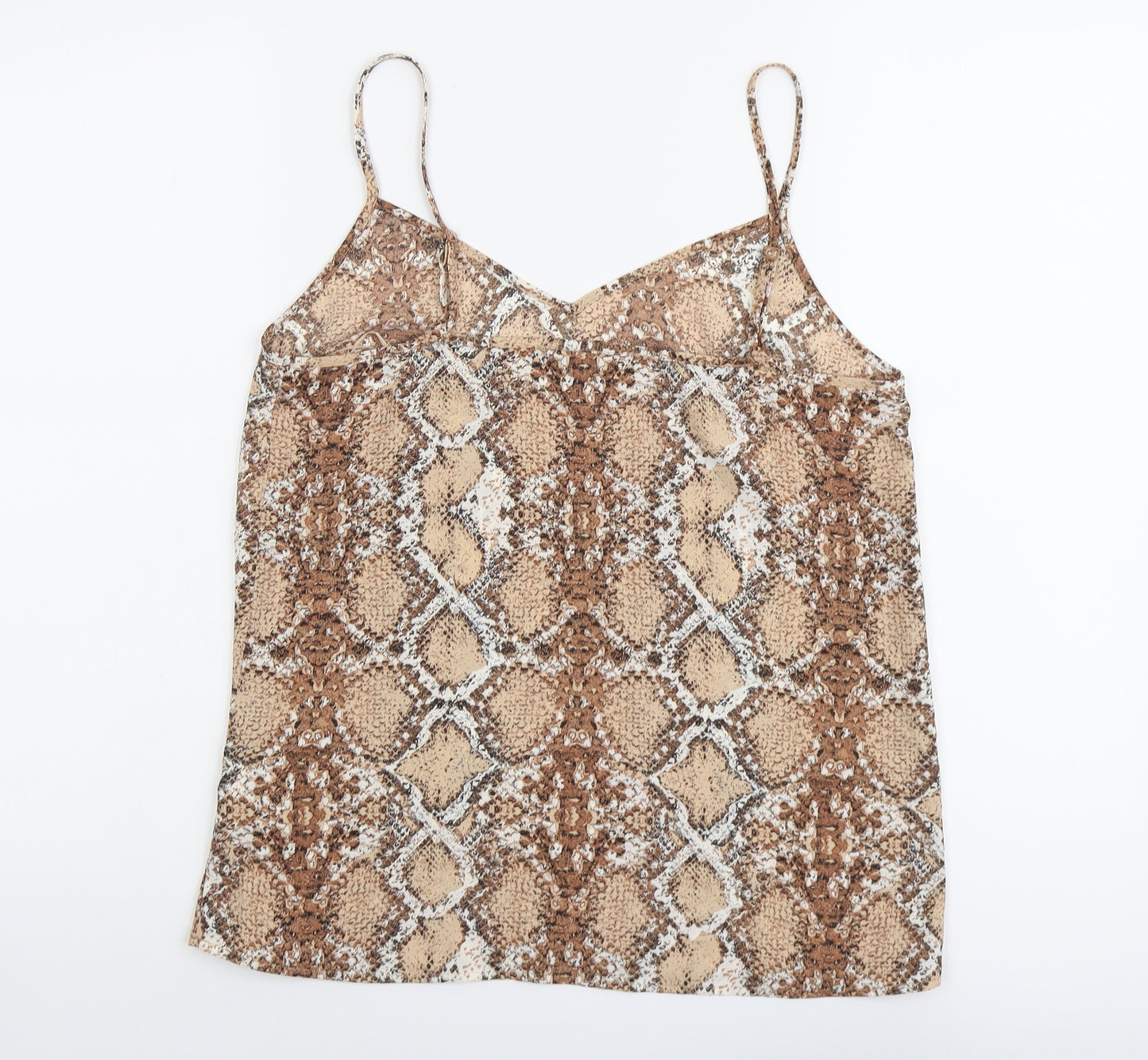 Marks and Spencer Womens Beige Animal Print Polyester Basic Tank Size 10 V-Neck - Snake Print