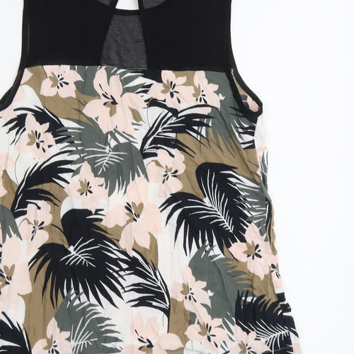 Red Herring Womens Black Geometric Viscose Basic Tank Size 10 Round Neck