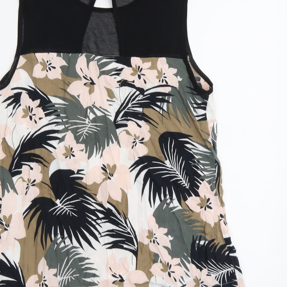 Red Herring Womens Black Geometric Viscose Basic Tank Size 10 Round Neck