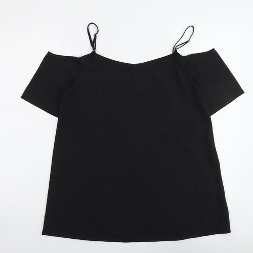 Be You Womens Black Polyester Basic Blouse Size 12 Round Neck