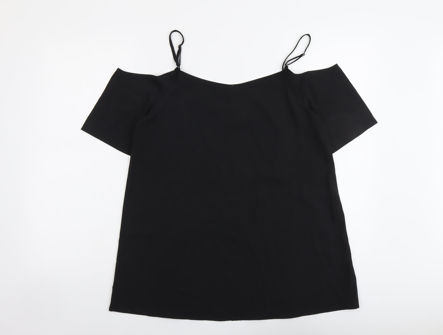 Be You Womens Black Polyester Basic Blouse Size 12 Round Neck