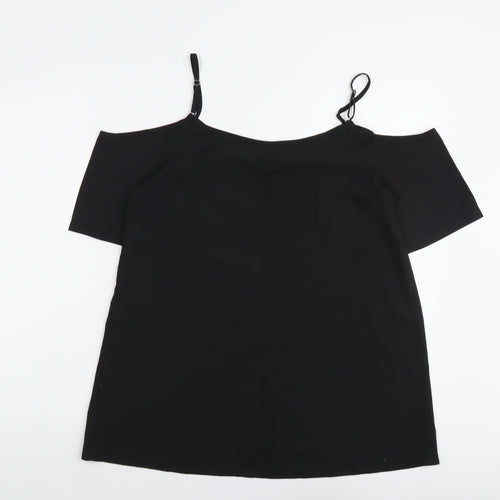 Be You Womens Black Polyester Basic Blouse Size 12 Round Neck