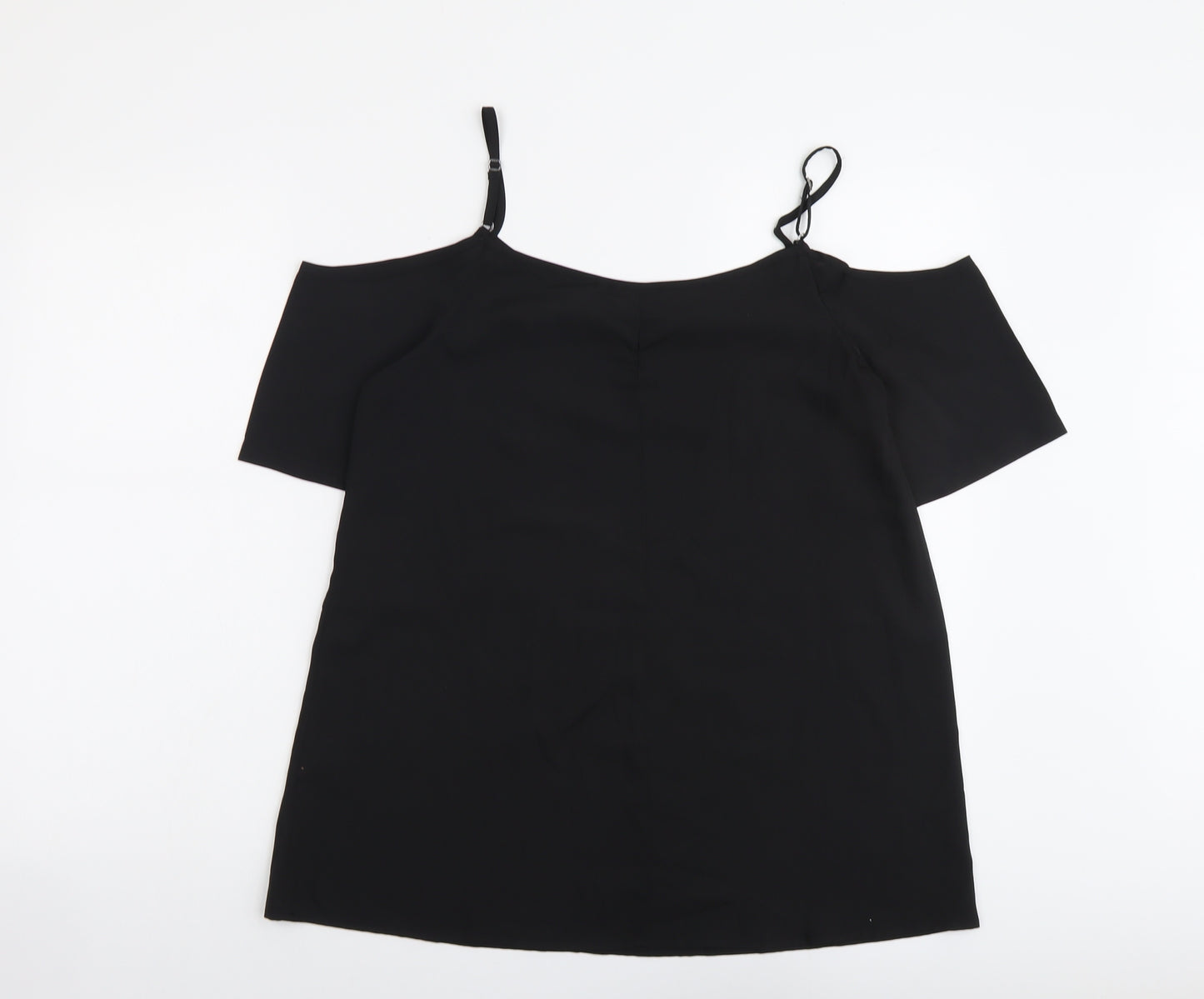 Be You Womens Black Polyester Basic Blouse Size 12 Round Neck
