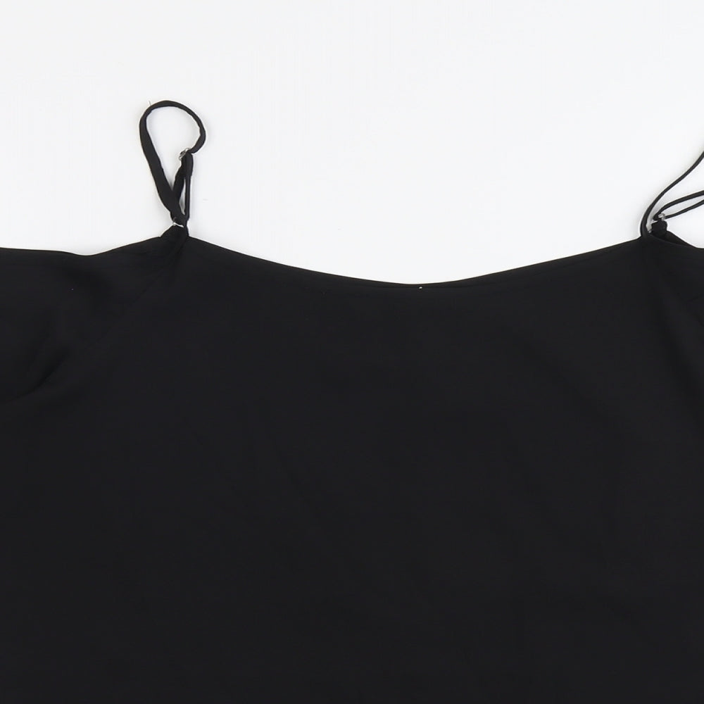 Be You Womens Black Polyester Basic Blouse Size 12 Round Neck